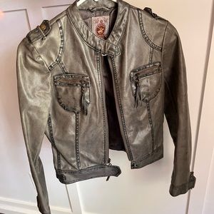 Grey Faux Leather Jacket
